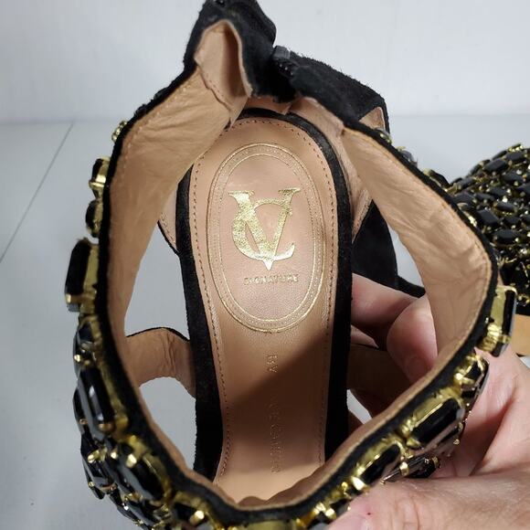 Vince Camuto Signature Suede Embellished Collar Stiletto Heels 11 - Picture 8 of 12